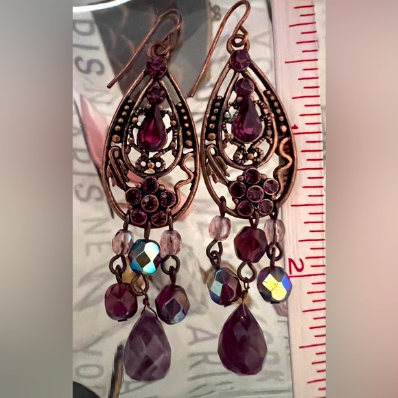 Cache Gorgeous Copper Color Three Strand Necklace With Matching Earrings - Picture 2 of 4